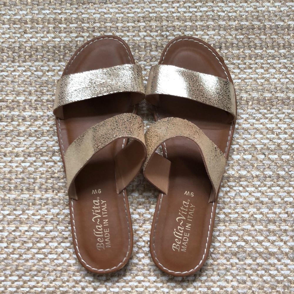 Gold leather sandals